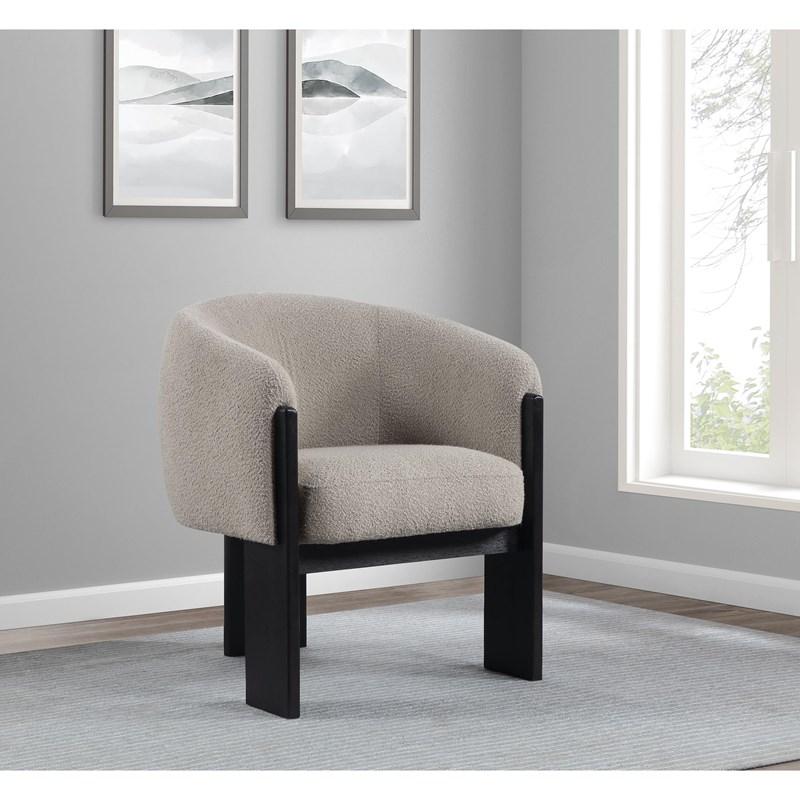 Large Picture of Coaster Furniture Valdez 903165 Boucle Upholstered Barrel Back Accent Chair - Beige