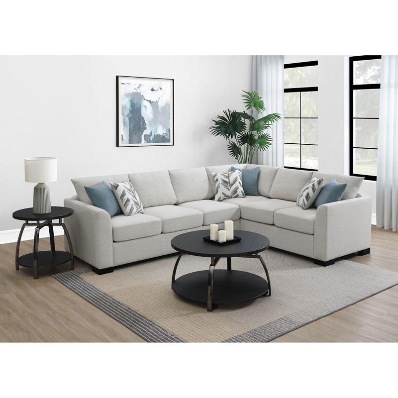 Large Picture of Coaster Furniture Ashford 500818 Chenille Upholstered Sleeper Sectional Sofa - Greige