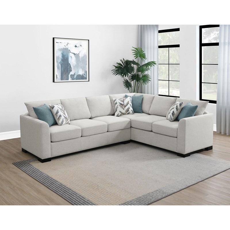 Large Picture of Coaster Furniture Ashford 500818 Chenille Upholstered Sleeper Sectional Sofa - Greige