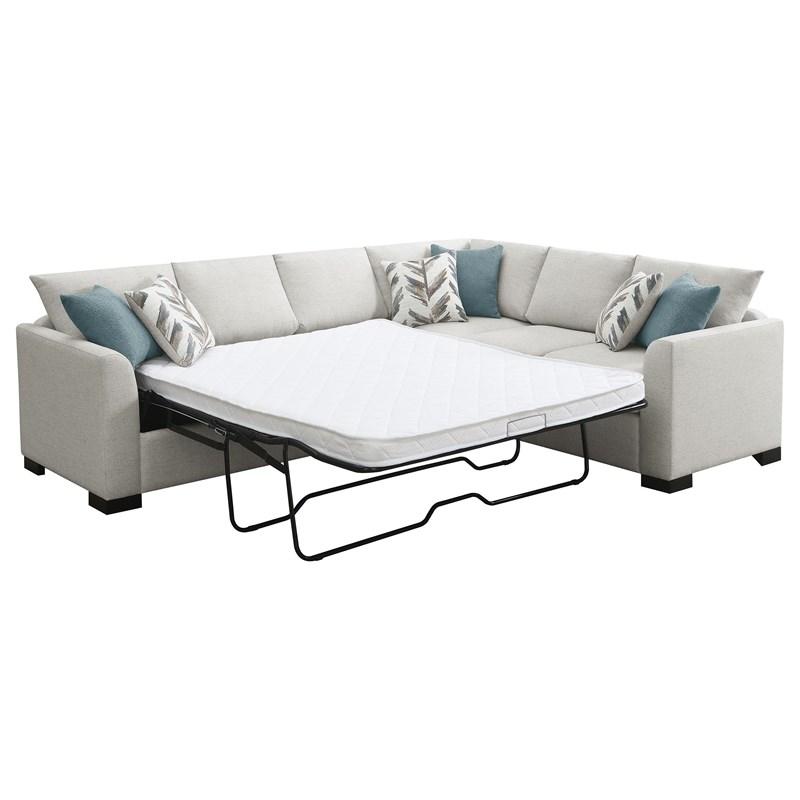 Large Picture of Coaster Furniture Ashford 500818 Chenille Upholstered Sleeper Sectional Sofa - Greige