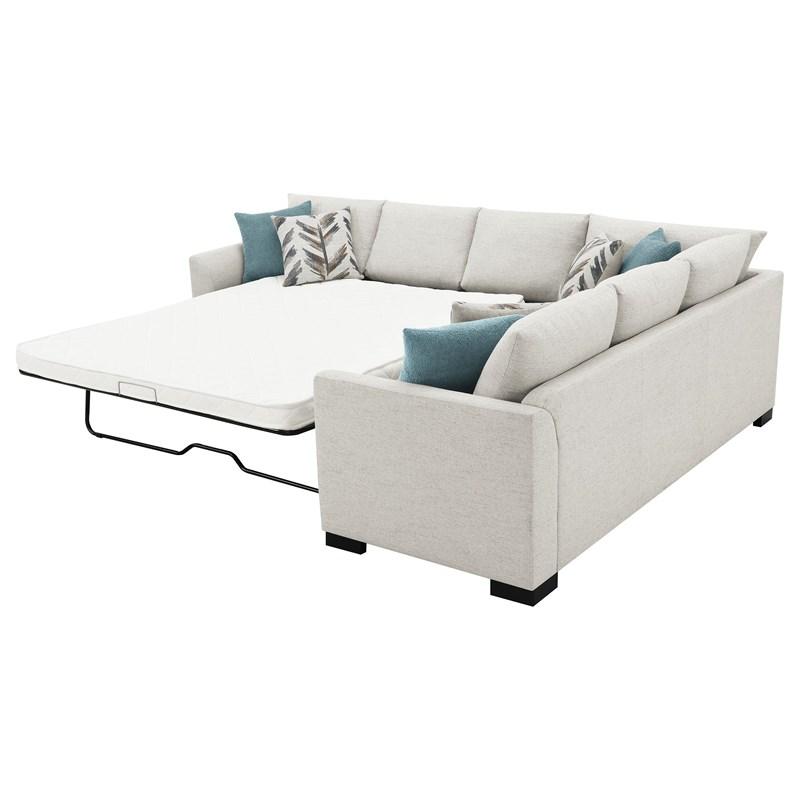Large Picture of Coaster Furniture Ashford 500818 Chenille Upholstered Sleeper Sectional Sofa - Greige