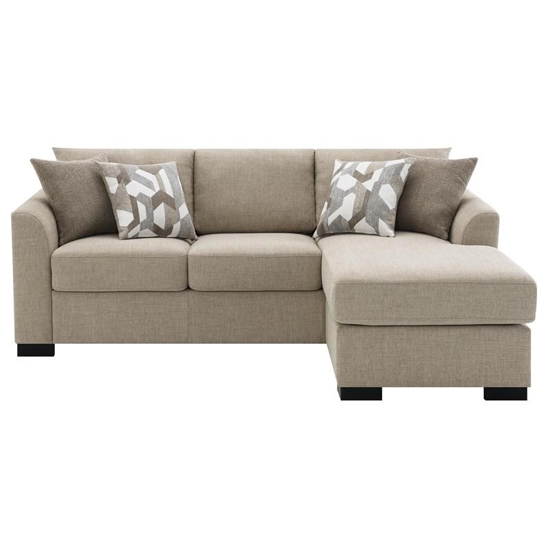 Large Picture of Coaster Furniture Storey 504778 Upholstered Sleeper Sectional Chaise Sofa - Camel