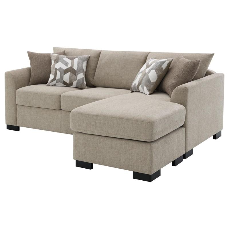 Large Picture of Coaster Furniture Storey 504778 Upholstered Sleeper Sectional Chaise Sofa - Camel