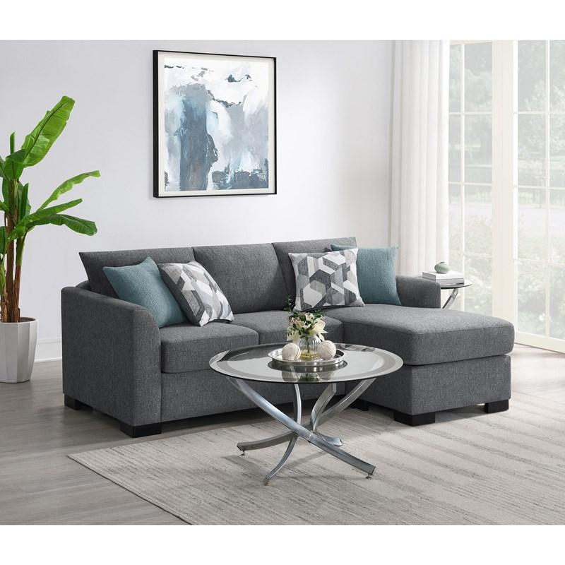 Large Picture of Coaster Furniture Storey 504779 Upholstered Sleeper Sectional Chaise Sofa - Grey