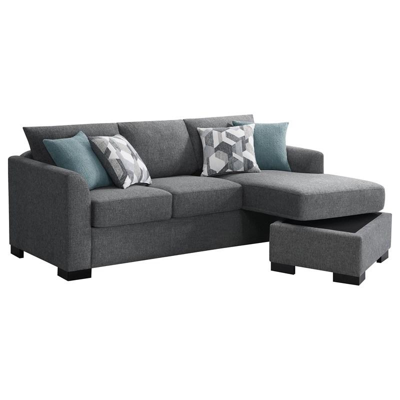 Large Picture of Coaster Furniture Storey 504779 Upholstered Sleeper Sectional Chaise Sofa - Grey