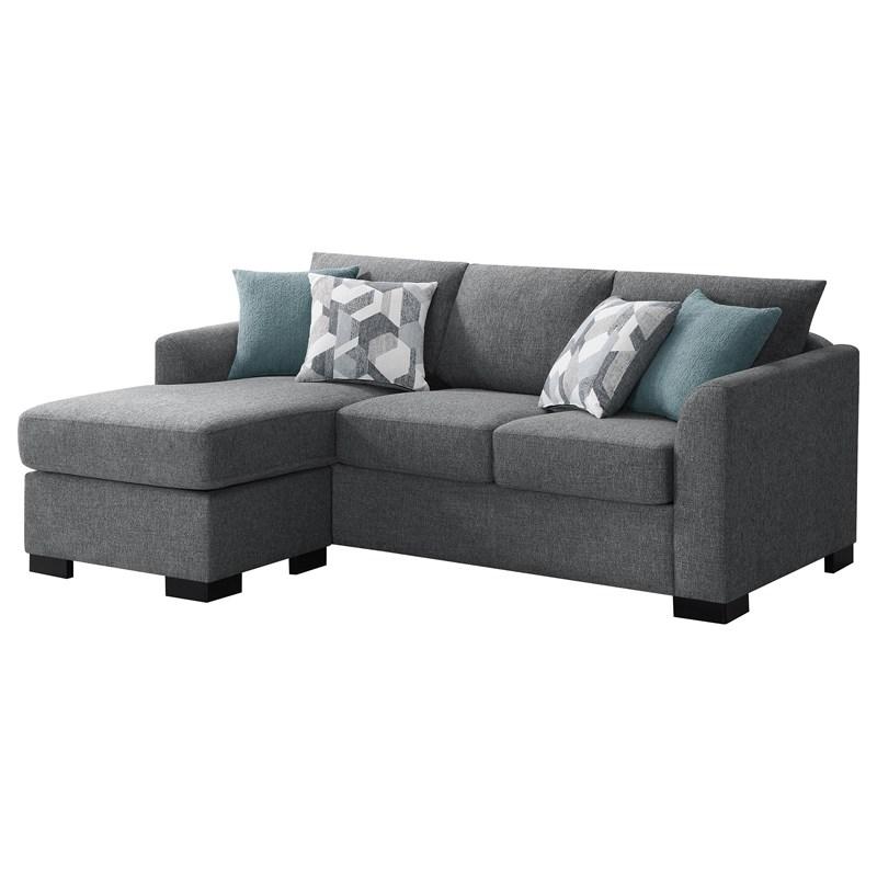 Large Picture of Coaster Furniture Storey 504779 Upholstered Sleeper Sectional Chaise Sofa - Grey