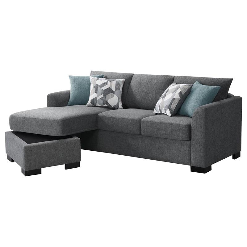 Large Picture of Coaster Furniture Storey 504779 Upholstered Sleeper Sectional Chaise Sofa - Grey