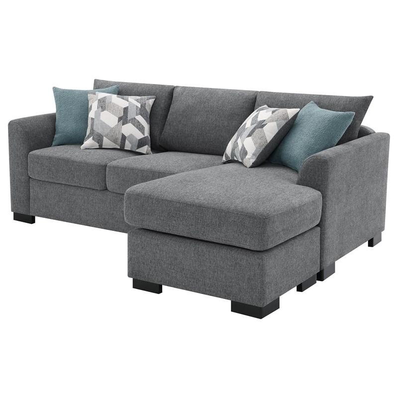 Large Picture of Coaster Furniture Storey 504779 Upholstered Sleeper Sectional Chaise Sofa - Grey