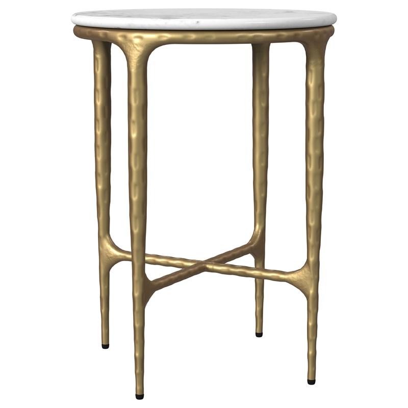 Coaster Furniture Baldwin 930081 Round Marble Top Side Table - White and Gold