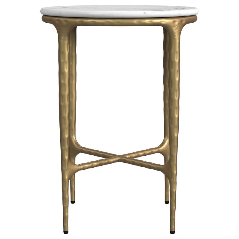 Large Picture of Coaster Furniture Baldwin 930081 Round Marble Top Side Table - White and Gold