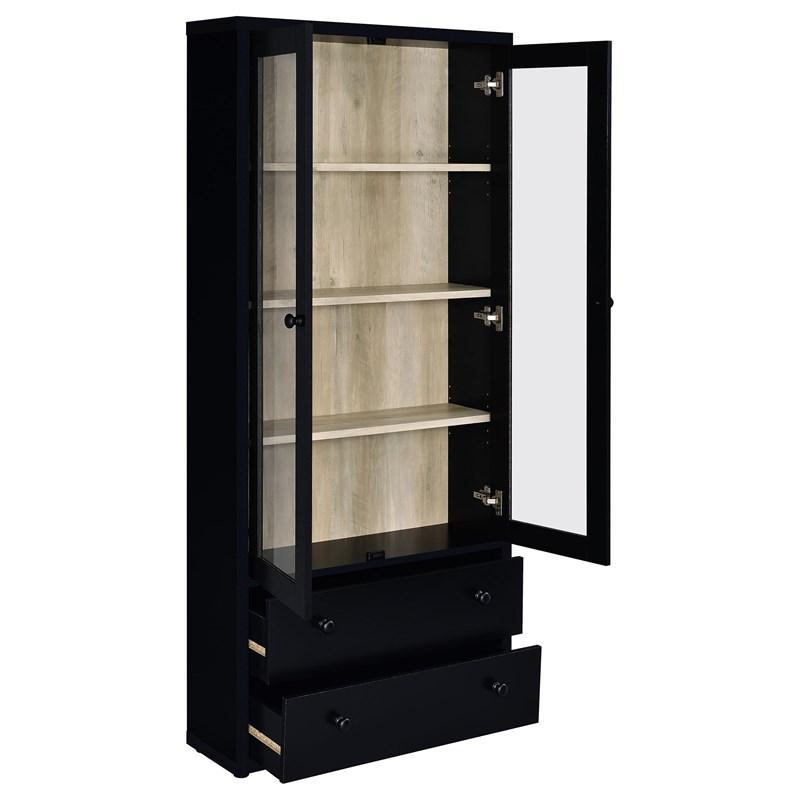 Large Picture of Coaster Furniture Hawthorne 953478 4-shelf Glass Door Cabinet with Drawers - Black