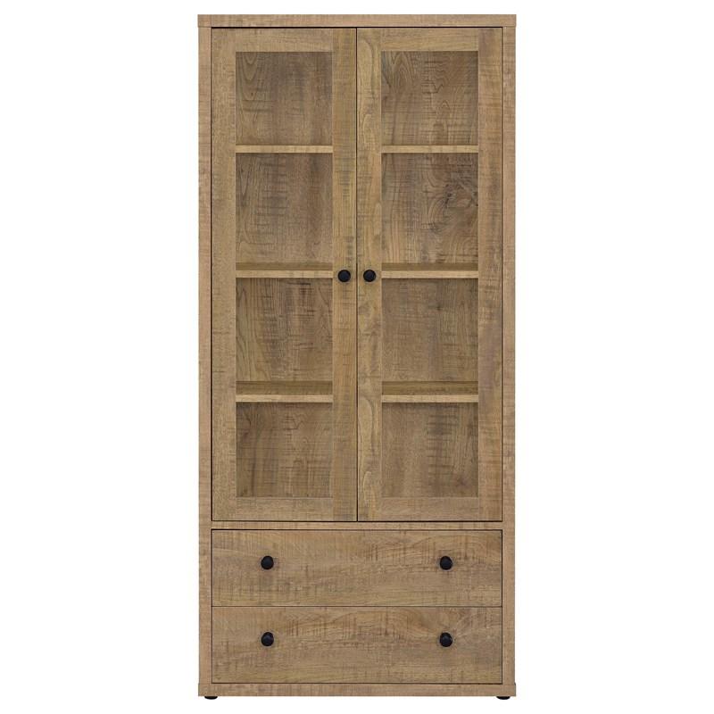 Large Picture of Coaster Furniture Hawthorne 953479 4-shelf Glass Door Tall Cabinet with Drawers - Mango
