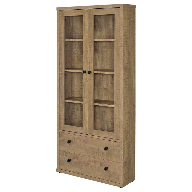 Large Picture of Coaster Furniture Hawthorne 953479 4-shelf Glass Door Tall Cabinet with Drawers - Mango