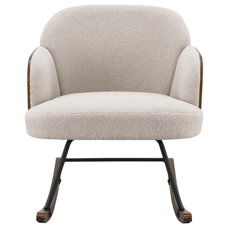 Large Picture of Coaster Furniture Paige 602625 Boucle Upholstered Mid Back Rocking Chair - Beige