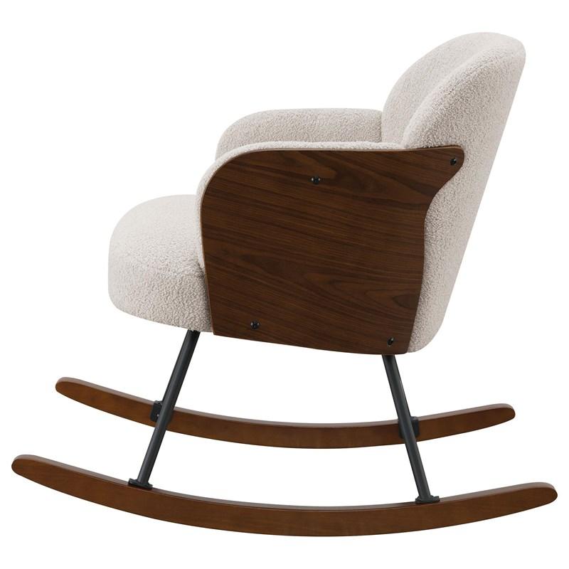 Large Picture of Coaster Furniture Paige 602625 Boucle Upholstered Mid Back Rocking Chair - Beige