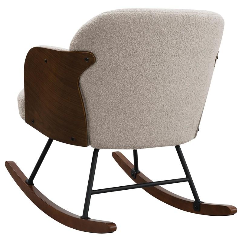 Large Picture of Coaster Furniture Paige 602625 Boucle Upholstered Mid Back Rocking Chair - Beige