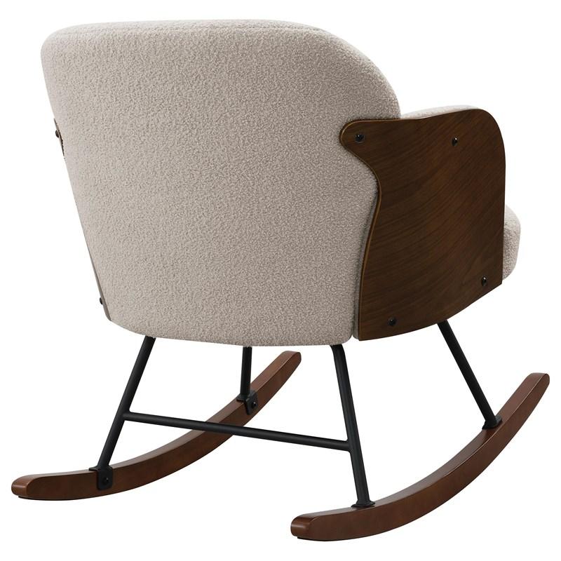 Large Picture of Coaster Furniture Paige 602625 Boucle Upholstered Mid Back Rocking Chair - Beige