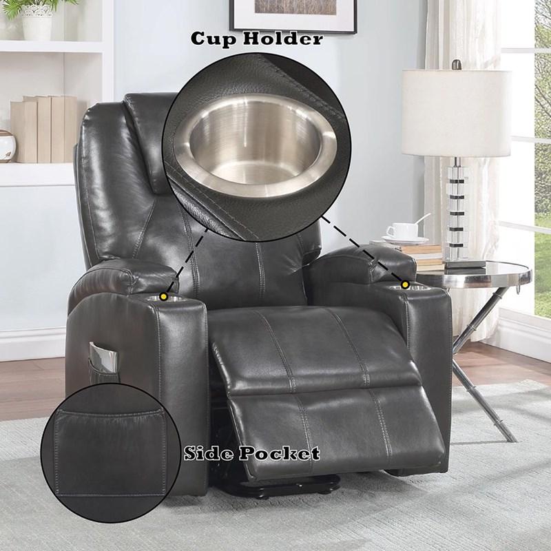 Large Picture of Acme Furniture Evander LV02182 Recliner with Power Lift & Massage