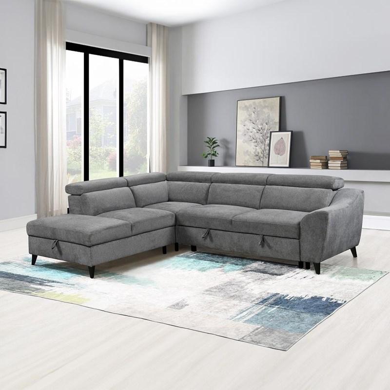 Acme Furniture Wrenley LV03160 Sectional Sofa with Sleeper & Storage