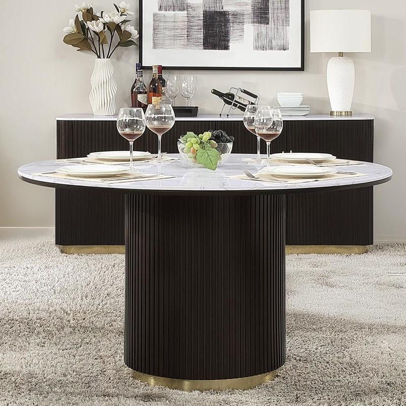 Acme Furniture Clayten DN03950 Round Dining Table with Marble