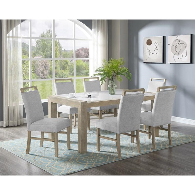 Large Picture of Crown Mark Hazel 1321T-3866 Genuine Marble Dining Table