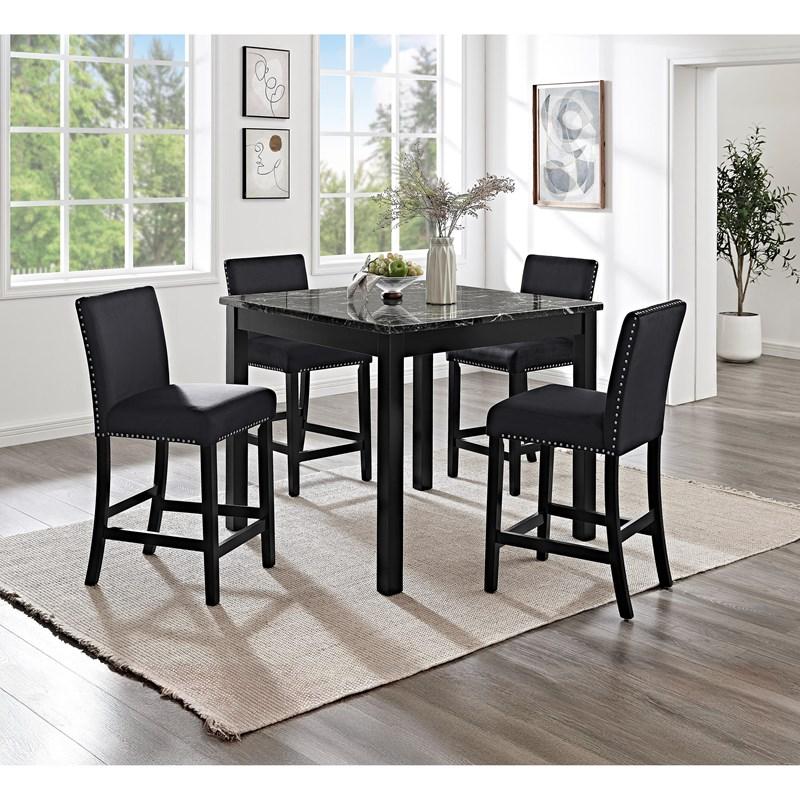 Large Picture of Crown Mark Lennon 1715SET-AB 5 pc Counter Height Dinette - Black
