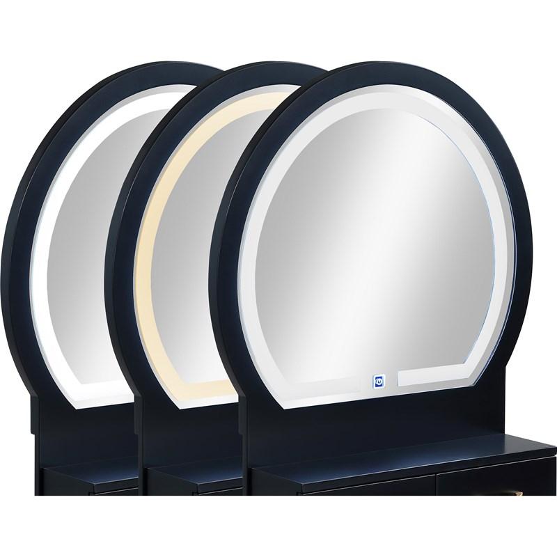 Large Picture of Crown Mark Cecilia 4905SET-BK Vanity Table & Stool - Black