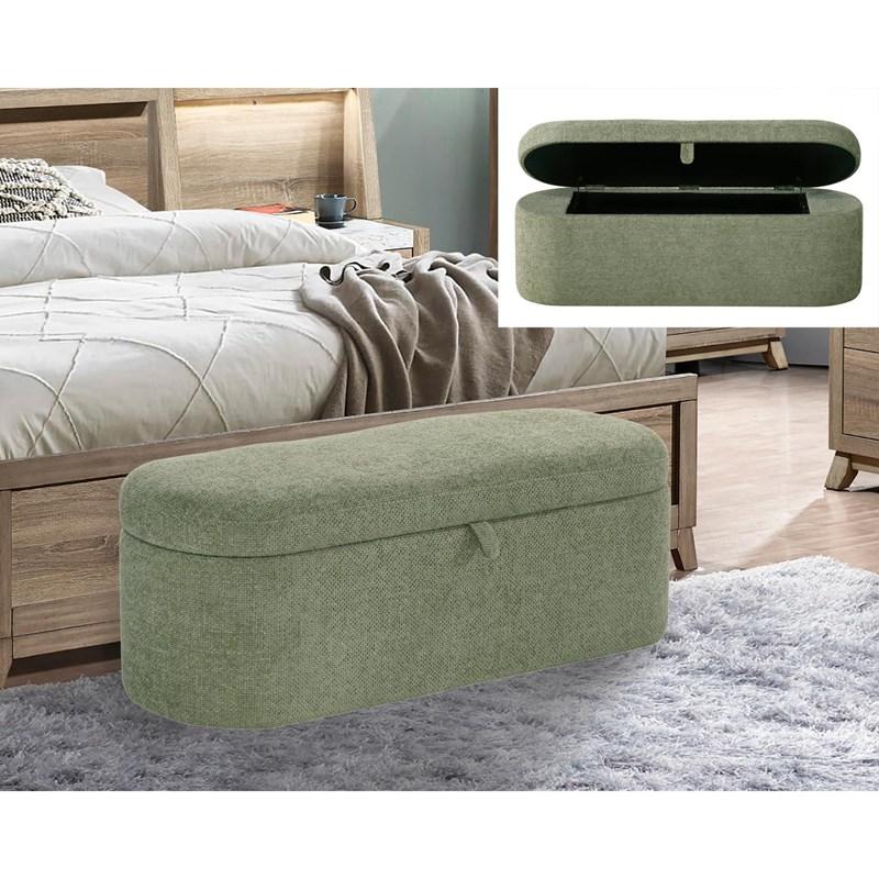 Large Picture of Crown Mark Philipa 4924GR-BENCH Storage Bench - Green Tweed