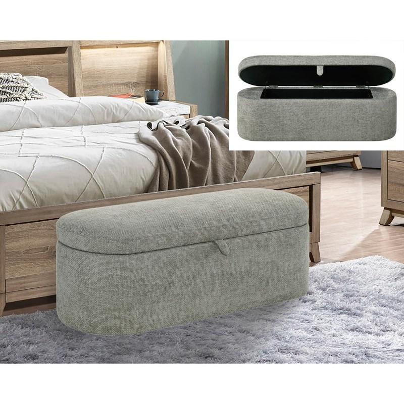 Large Picture of Crown Mark Philipa 4924LG-BENCH Storage Bench - Light Grey Tweed