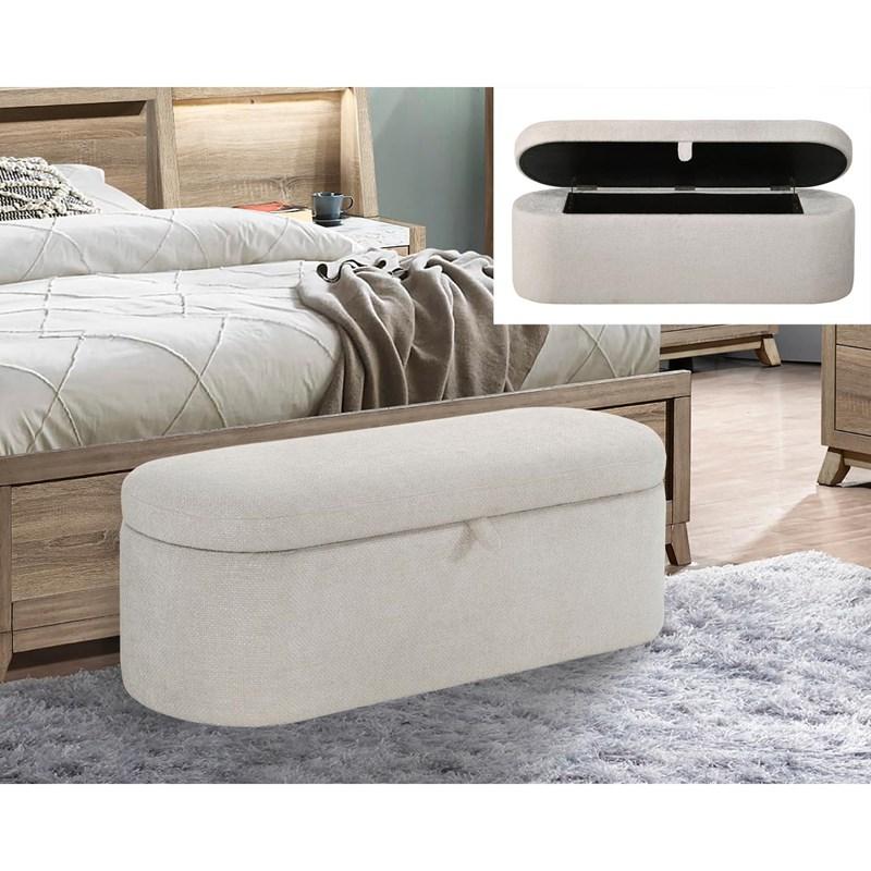 Large Picture of Crown Mark Philipa 4924OT-BENCH Storage Bench - Oatmeal Tweed