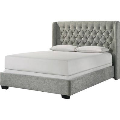 Crown Mark Daphne 5094LG-Q Queen Bed - Light Grey Tweed