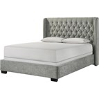 Crown Mark Daphne 5094LG-K King Bed - Light Grey Tweed