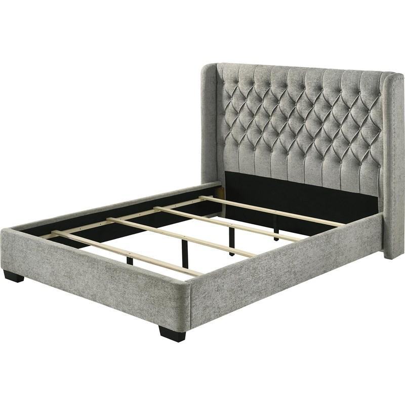 Large Picture of Crown Mark Daphne 5094LG-K King Bed - Light Grey Tweed