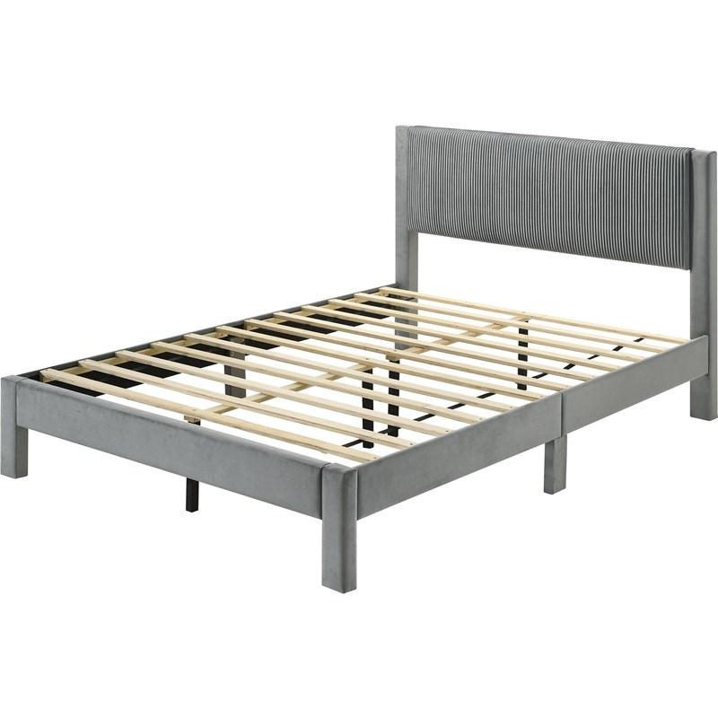 Large Picture of Crown Mark Lucia 5097LG-F Full Bed - Light Grey