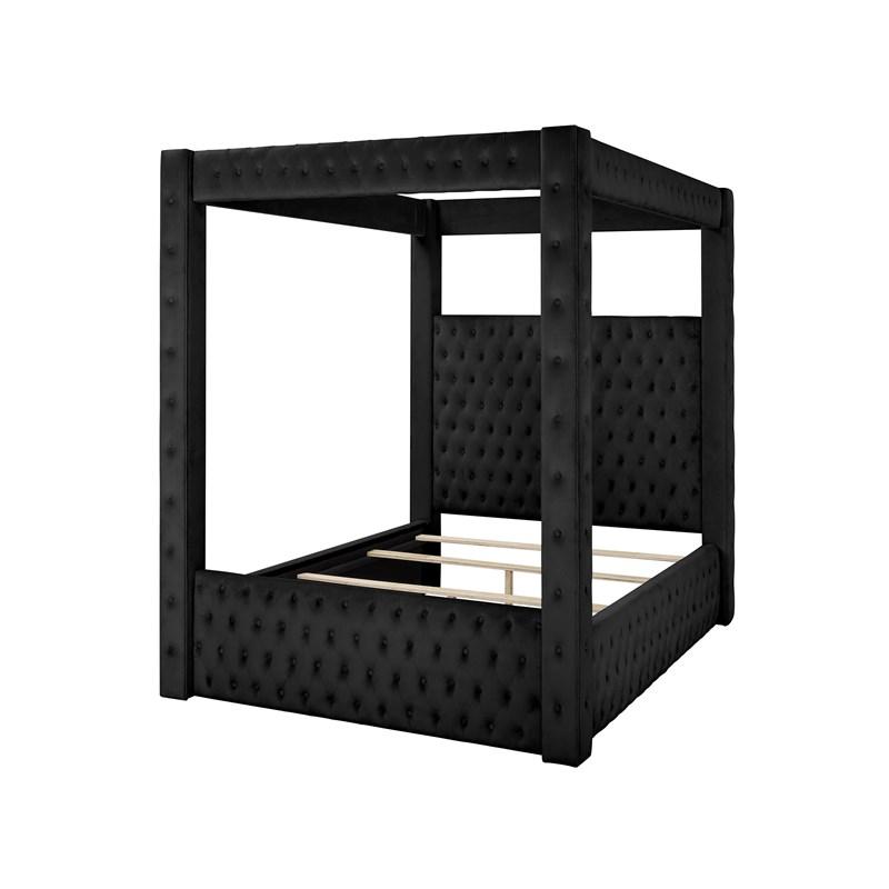 Large Picture of Crown Mark Annabelle 5114BK-K King Canopy Bed - Black