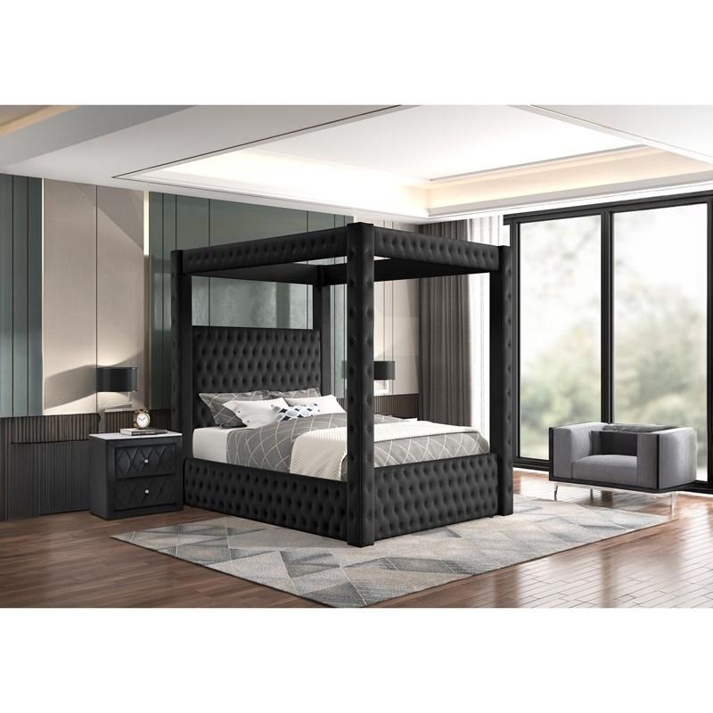 Large Picture of Crown Mark Annabelle 5114BK-K King Canopy Bed - Black