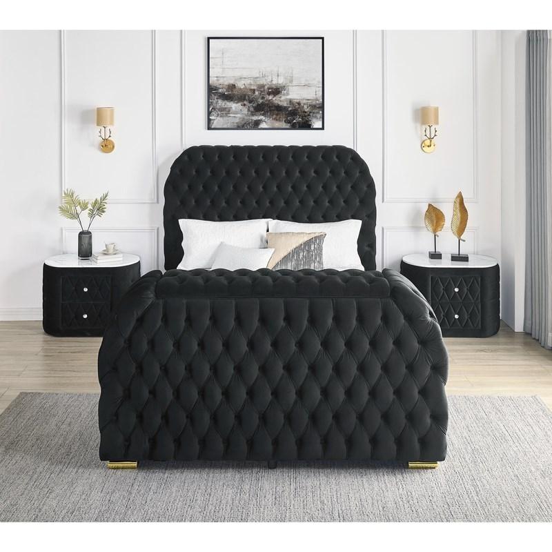 Large Picture of Crown Mark Natalia 5115BK-2 2-Drawer Nightstand - Black