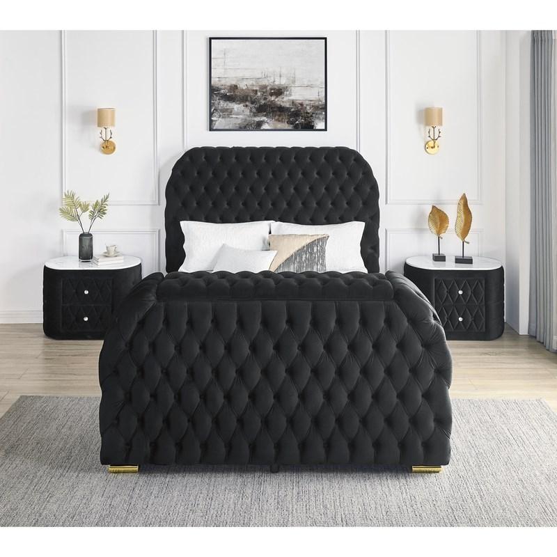 Large Picture of Crown Mark Natalia 5115BK-K King Bed with Fireplace and TV Lift - Black