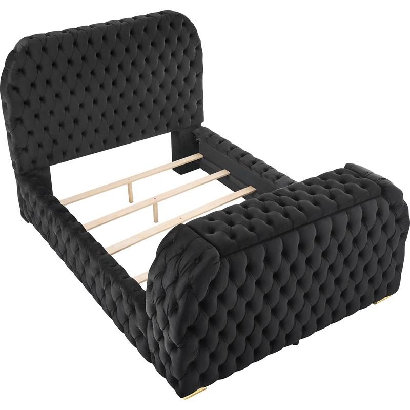 Large Picture of Crown Mark Natalia 5115BK-Q Queen Bed with Fireplace and TV Lift - Black