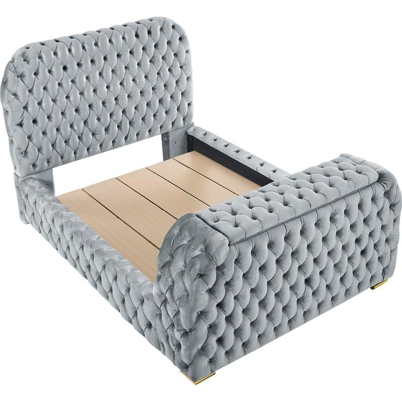 Crown Mark Natalia 5115GY-K King Bed with Fireplace and TV Lift - Grey
