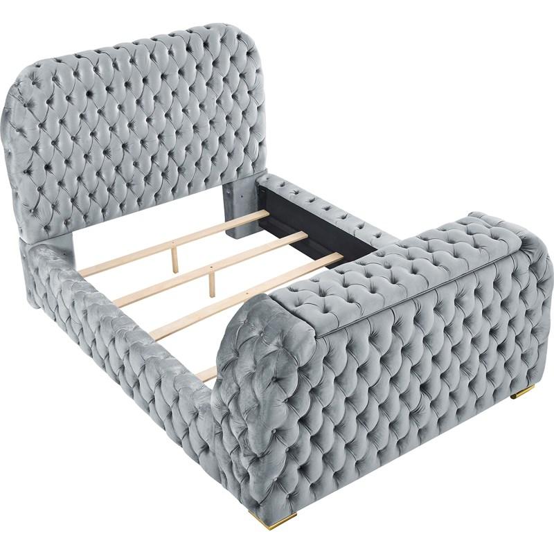 Large Picture of Crown Mark Natalia 5115GY-Q Queen Bed with Fireplace and TV Lift - Grey