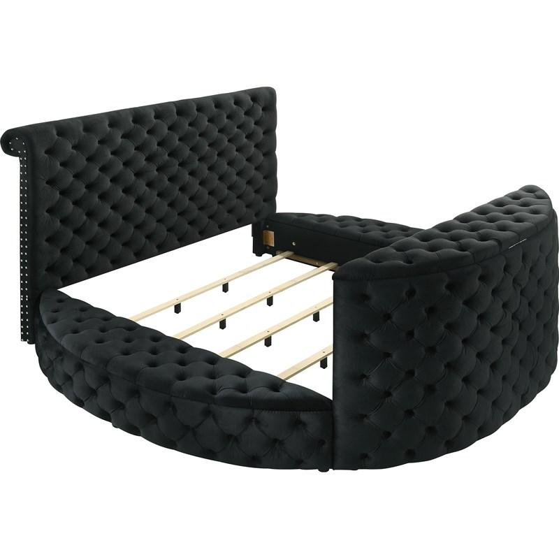 Large Picture of Crown Mark Voltare 5212BK-Q Queen Bed with Fireplace & TV Lift - Black