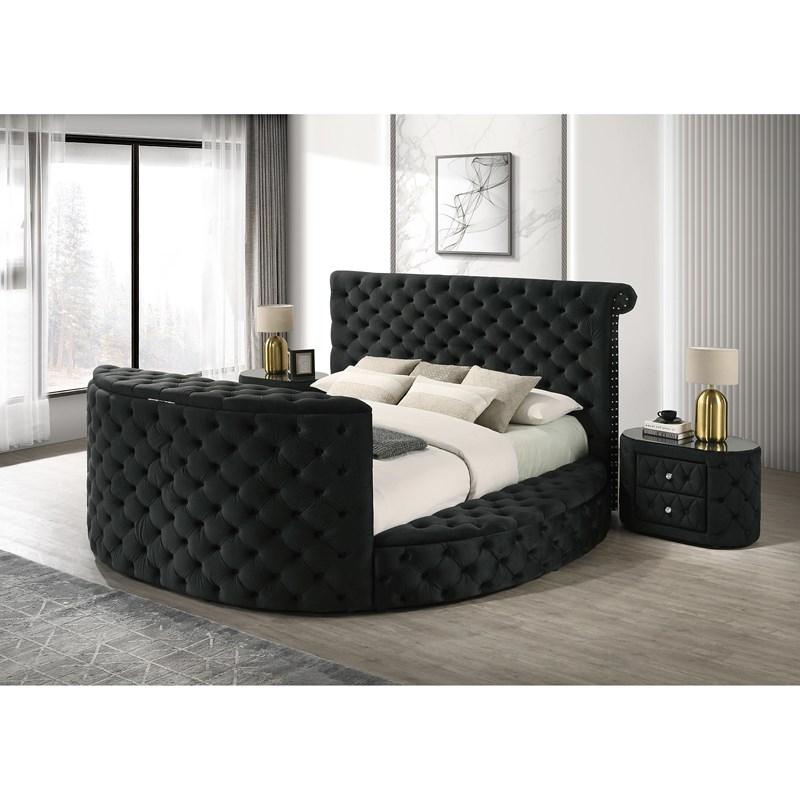 Large Picture of Crown Mark Voltare 5212BK-Q Queen Bed with Fireplace & TV Lift - Black