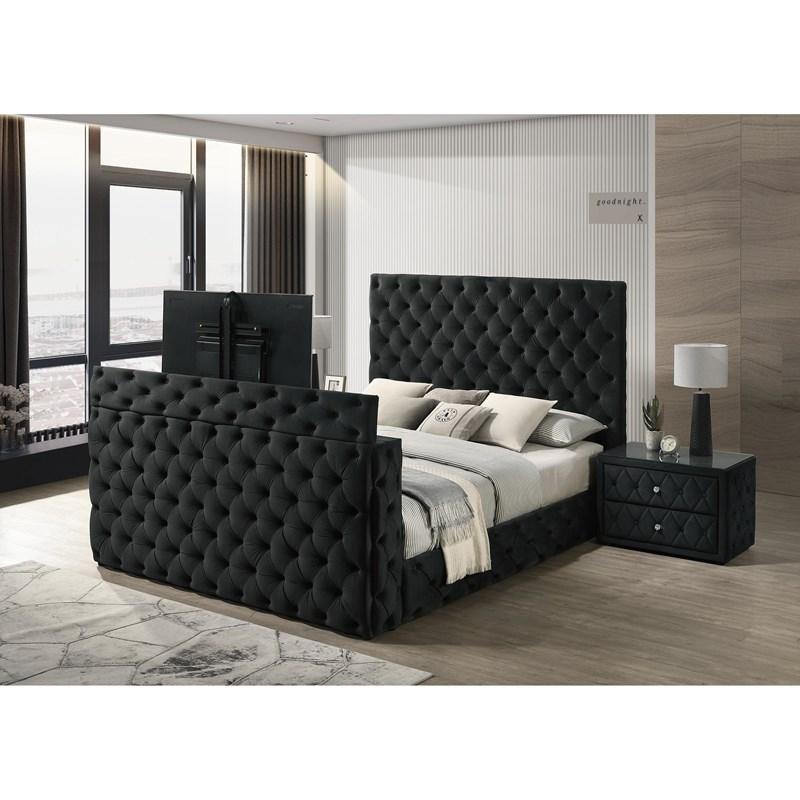 Large Picture of Crown Mark Josephine 5213BK-Q Queen Bed with TV Lift