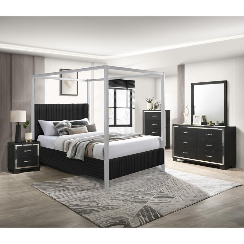 Large Picture of Crown Mark Cora 5262BK-K King Canopy Bed