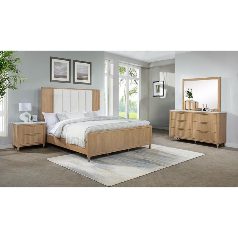 Large Picture of Crown Mark Kara B1450-K King Bed - Cerused Natural