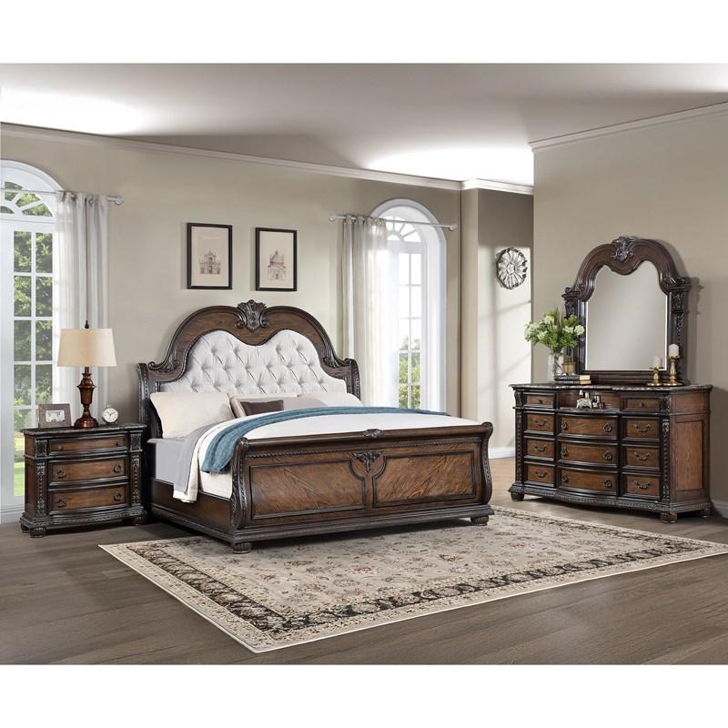 Large Picture of Crown Mark Stanley B1610-K King Bed - Coffee Brown