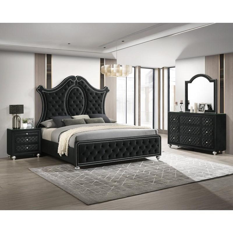 Large Picture of Crown Mark Cameo B2180-K King Bed - Black