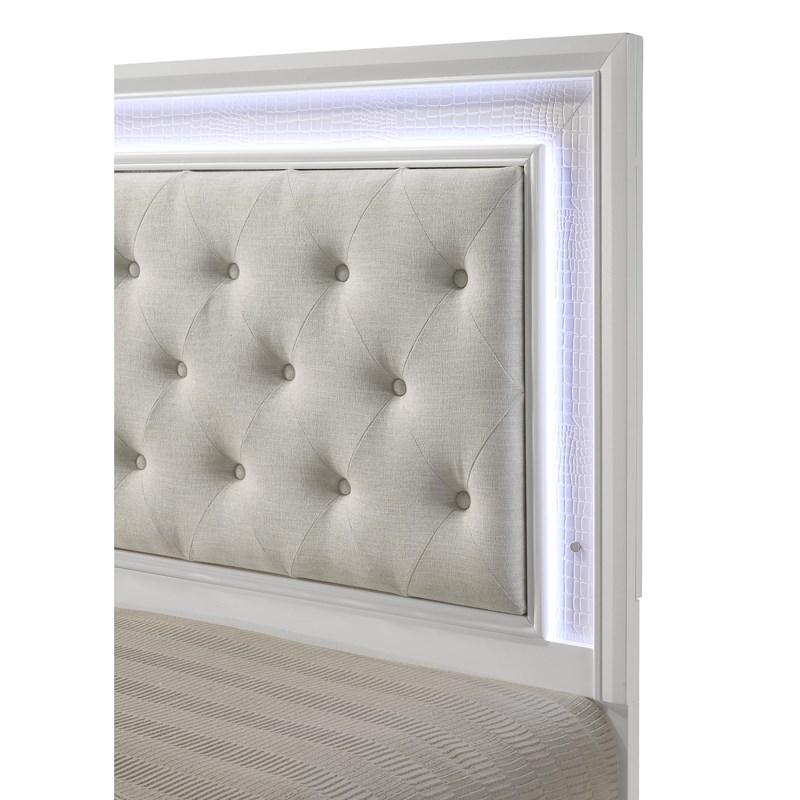 Large Picture of Crown Mark Lyssa B4312-F Full Bed with LED - Oat/Frost