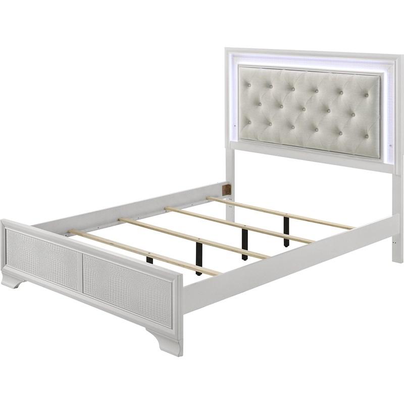 Large Picture of Crown Mark Lyssa B4312-T Twin Bed with LED - Oat/Frost